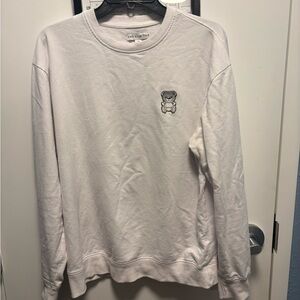 And Now This Men's White Bear Embroidered Fleece Pullover Sweatshirt Size M